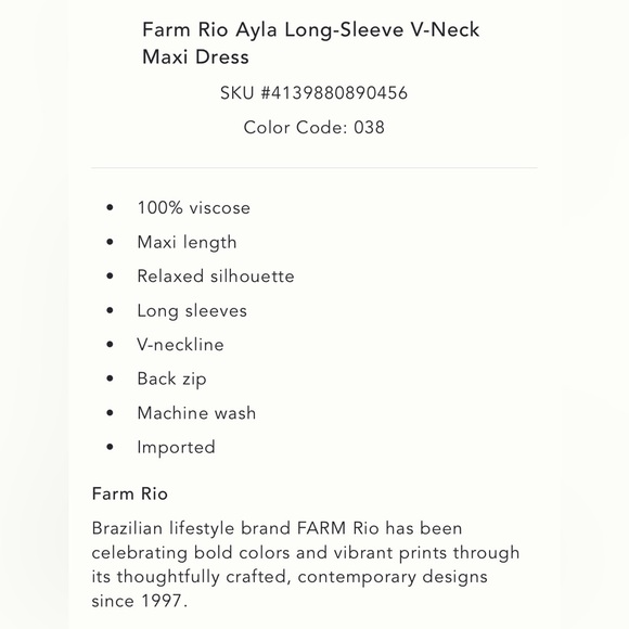 Farm Rio Ayla Long Sleeve V-Neck Green Floral Bohemian Maxi Dress - Picture 5 of 6